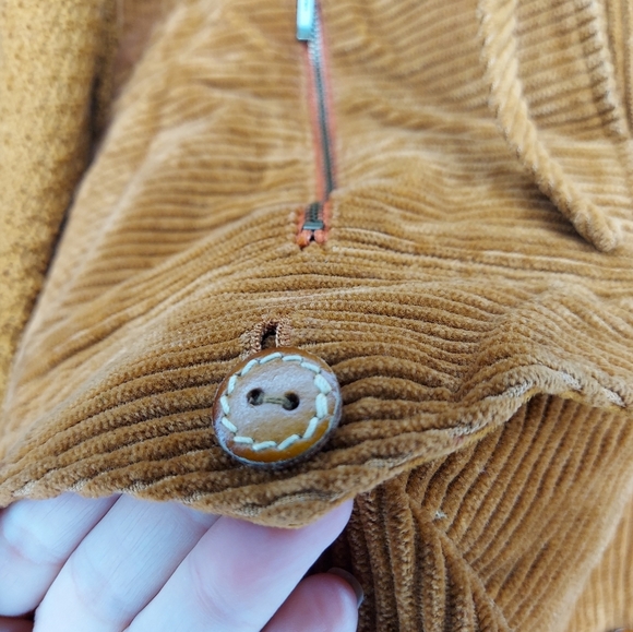 90s Primizia Jacket Corduroy Cable Knit Leather Button Zip Hooded Bomber Rustic - Picture 8 of 9